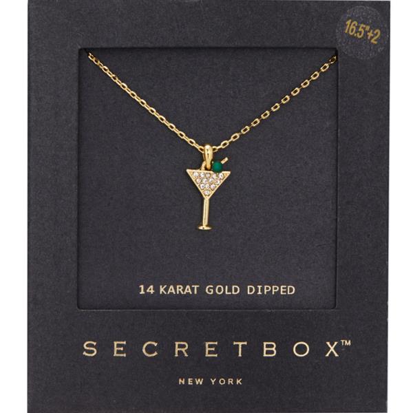 SECRET BOX GOLD/SILVER DIPPED MARTINI GLASS NECKLACE