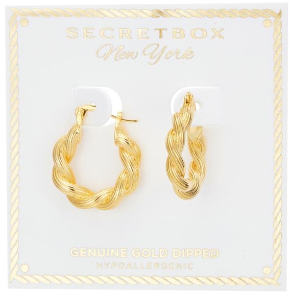 SECRET BOX GOLD/SILVER DIPPED BRAID PINCH HOOP EARRING