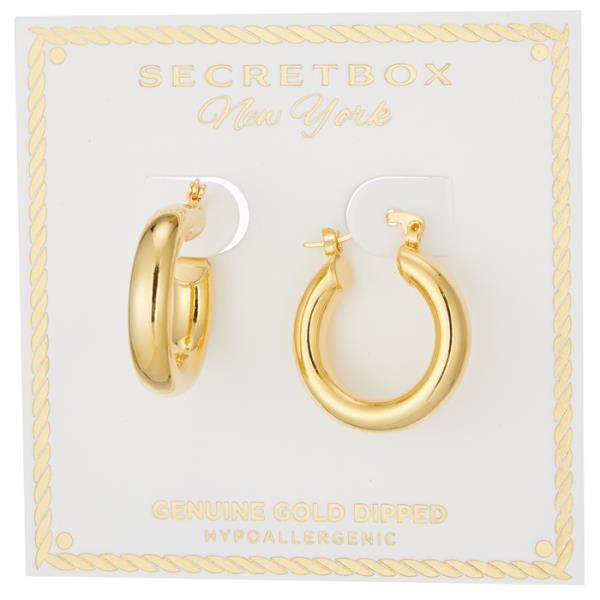 SECRET BOX GOLD DIPPED 25MM HOOP SILVER POST EARRING