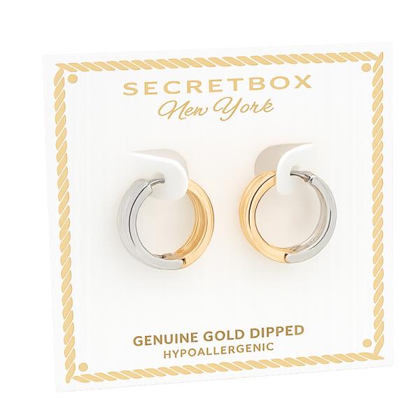 SECRET BOX TWO TONE HOOP EARRINGS