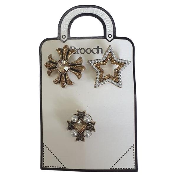 ANTIQUE PEARL PAVED 3 SET BROOCH STAR