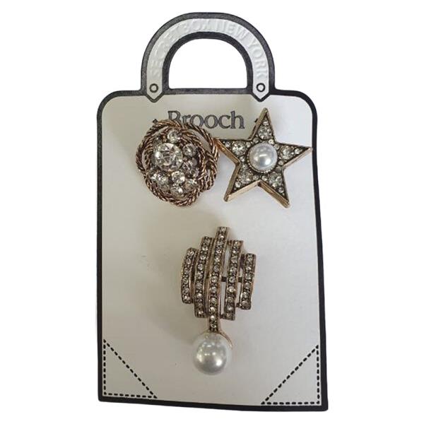 ANTIQUE PEARL PAVED 3 SET BROOCH BADGE