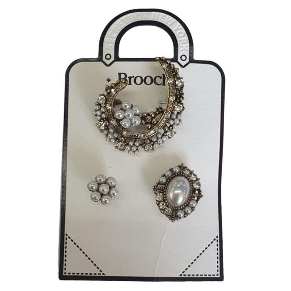 ANTIQUE PEARL PEARL PAVED 3 SET BROOCH- CRESCENT