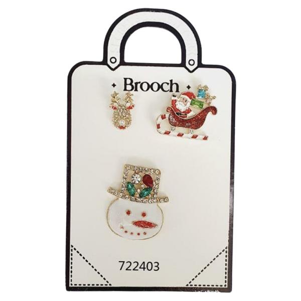 CHRISTMAS SANTA RODOLF 3 SET BROOCH