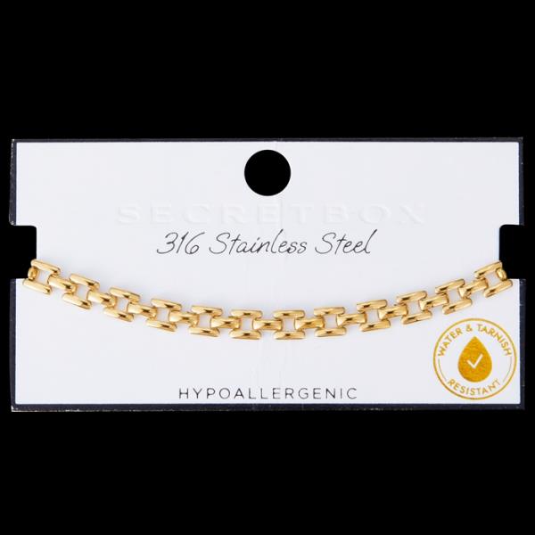 SECRET BOX STAINLESS STEEL SQUARE LINK CHAIN BARCELET