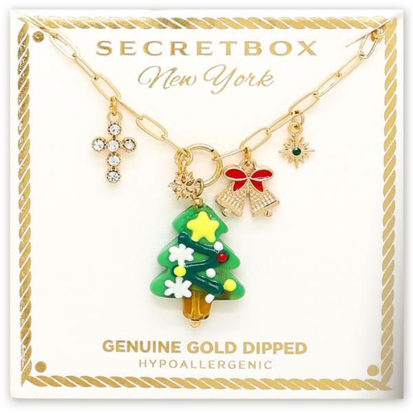 SECRET BOX GOLD DIPPED CHRISTMAS TREE NECKLACE