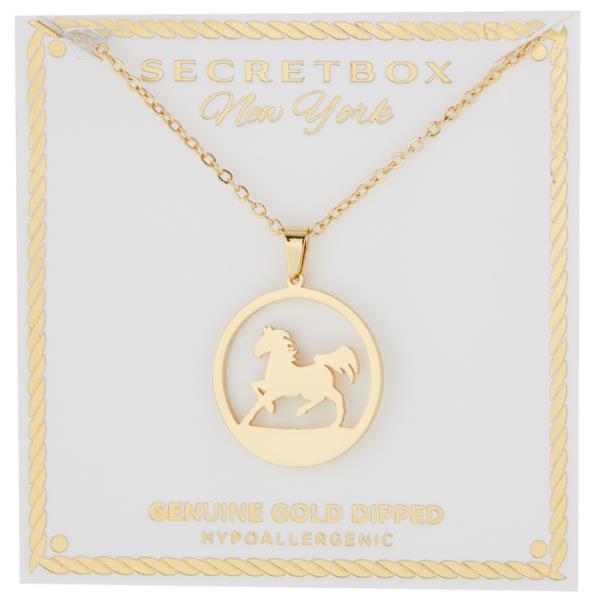 SECRET BOX 14K GOLD DIPPED HORSE NECKLACE