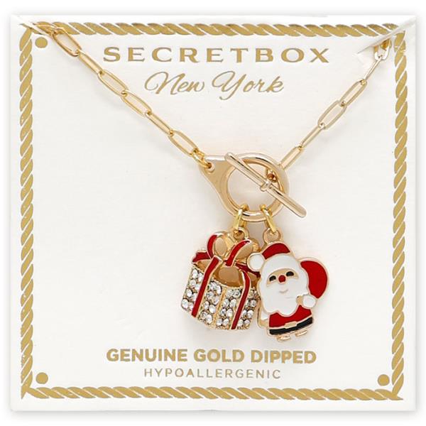 SECRET BOX GOLD DIPPED SANTA CHARM NECKLACE