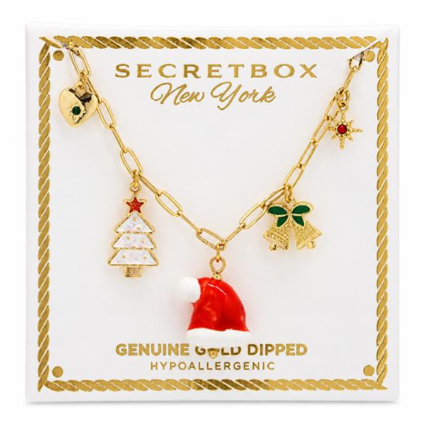 SECRET BOX GOLD DIPPED CHRISTMAS CHARM NECKLACE