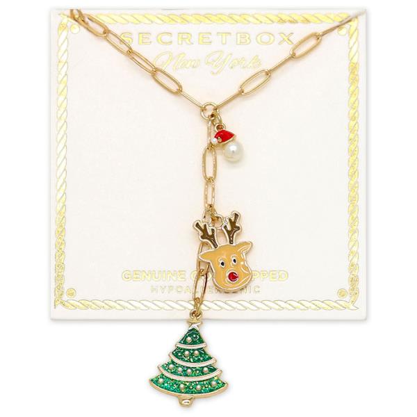 SECRET BOX GOLD DIPPED CHRISTMAS TREE NECKLACE