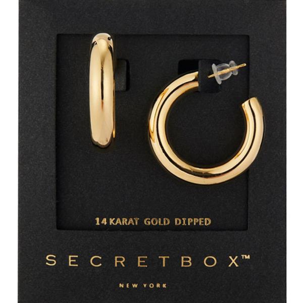 SECRET BOX  GOLD/SILVER DIPPED 19MM HOLLOW HOOP EARRING