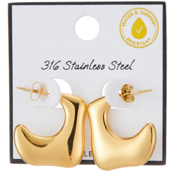 SECRET BOX STAINLESS STEEL ORGANIC PUFF HOOP EARRING