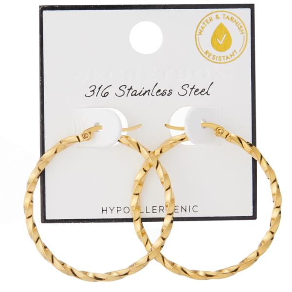 SECRET BOX STAINLESS STEEL TWISTED 35MM HOOP EARRING