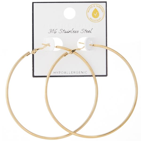 SECRET BOX  STAINLESS STEEL 65MM THIN ROUND HOOP EARRING