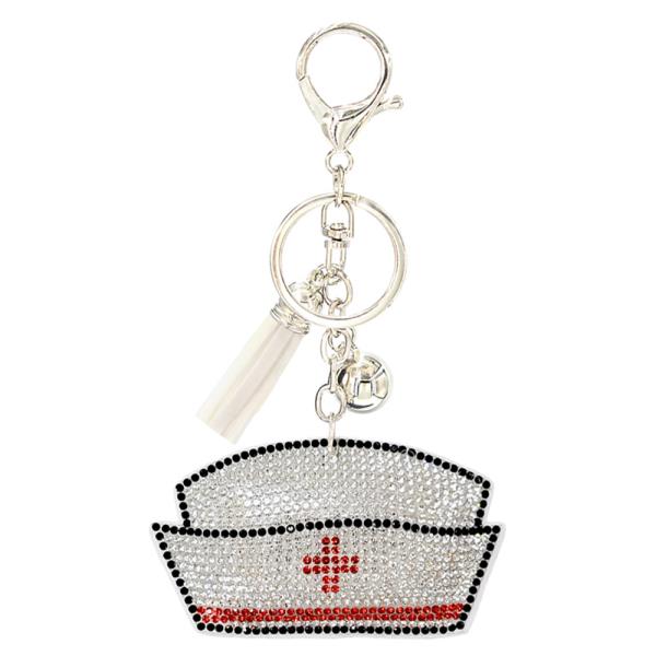 RHINESTONE NURSE HAT KEYCHAIN