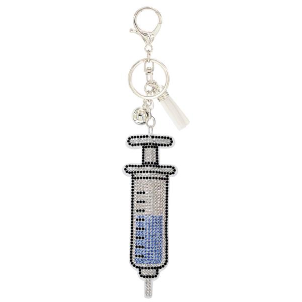 RHINESTONE SYRINGE KEYCHAIN