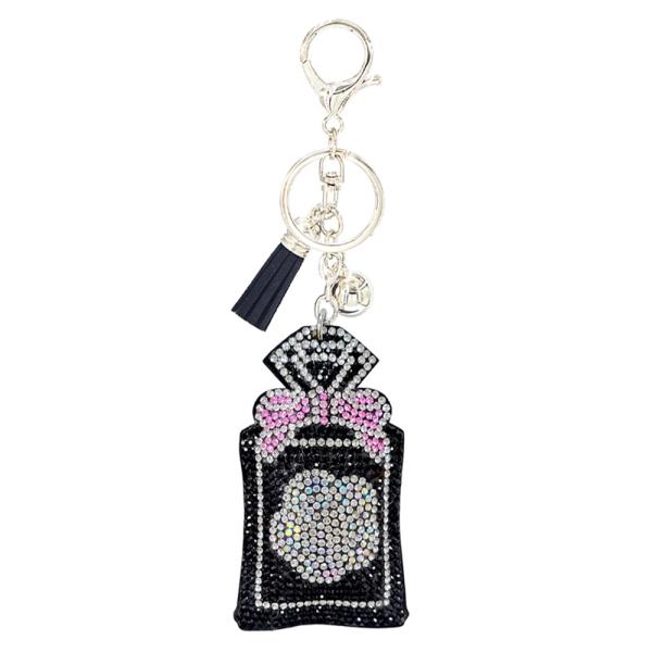 RHINESTONE PERFUME BOTTLE KEYCHAIN