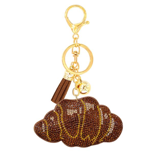 RHINESTONE PASTRY CROISSANT KEYCHAIN