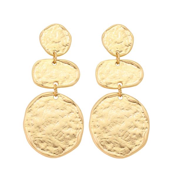 HAMMERED DISC DANGLE EARRING
