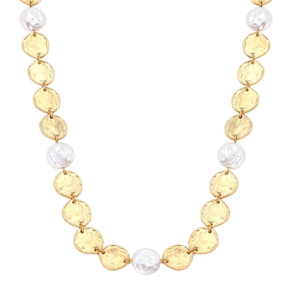 HAMMERED COIN PEARL NECKLACE
