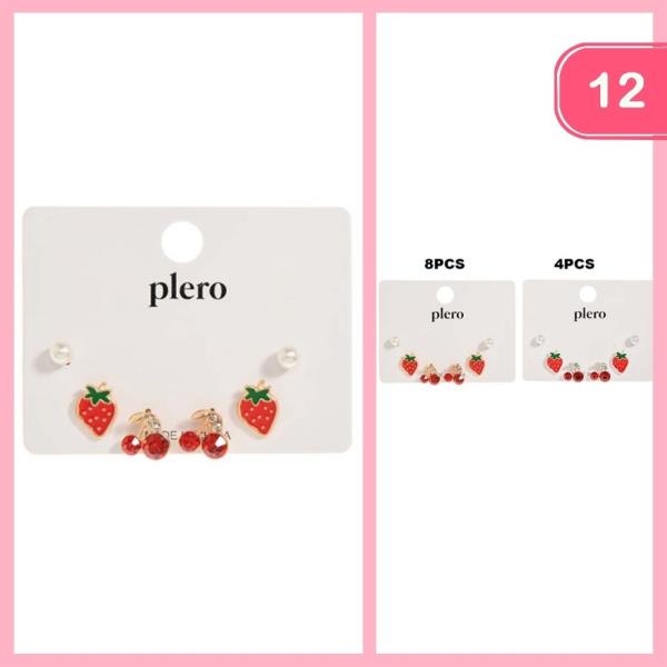 CUTE FRUIT PEARL POST EARRINGS  (12 UNITS)