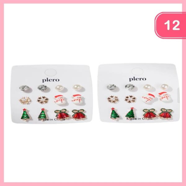 CHRISTMAS POST EARRING SET (12 UNITS)
