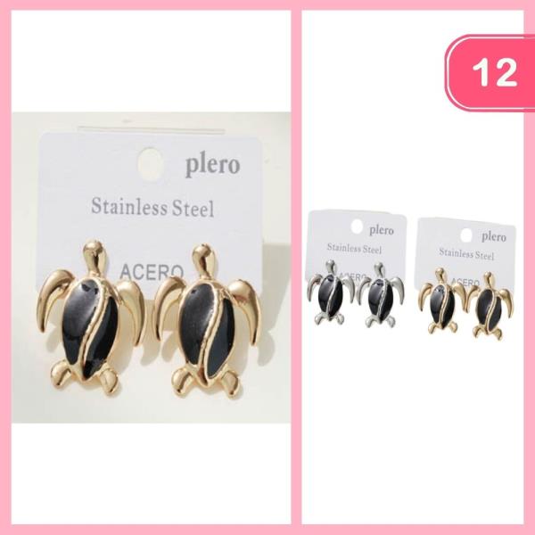 STAINLESS STEEL TURTLE POST EARRINGS (12 UNITS)