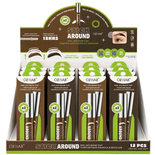 OZ LAB STICK AROUND PEEL OFF BROW TINT (12 UNITS)