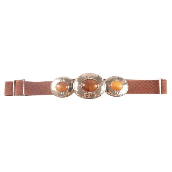 OVAL CABOCHON TRIPLE DISC ELASTIC WAIST BELT