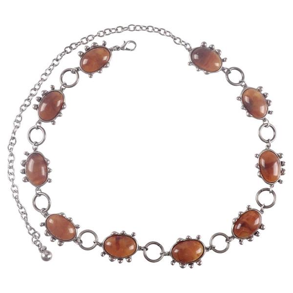 OVAL CABOCHON LINK CHAIN BELT