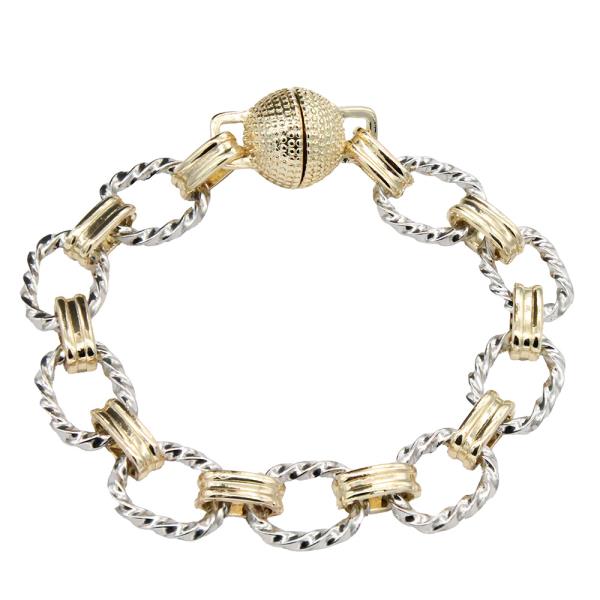 14K GOLD PLATED TWO TONE W/ MAGNETIC BALL CLOSURE