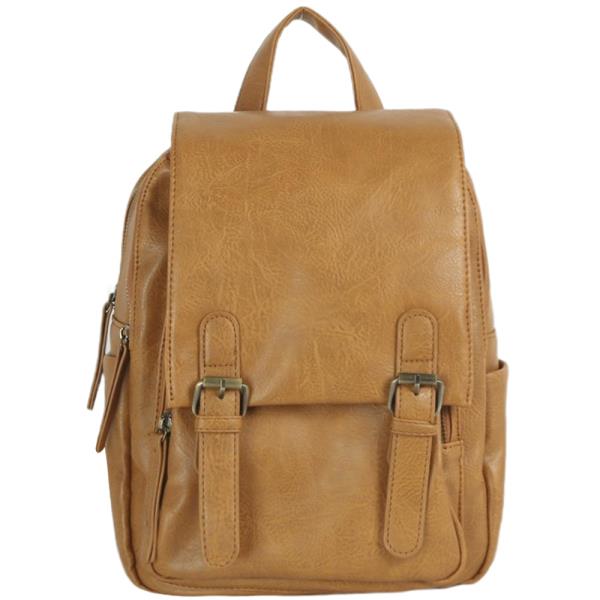 DOUBLE BUCKLE SMOOTH TEXTURED DESIGN BACKPACK