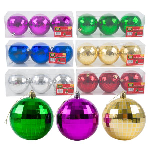 PARTY WORLD DISCO BALL ORNAMENT SET-3 PIECES-ASST