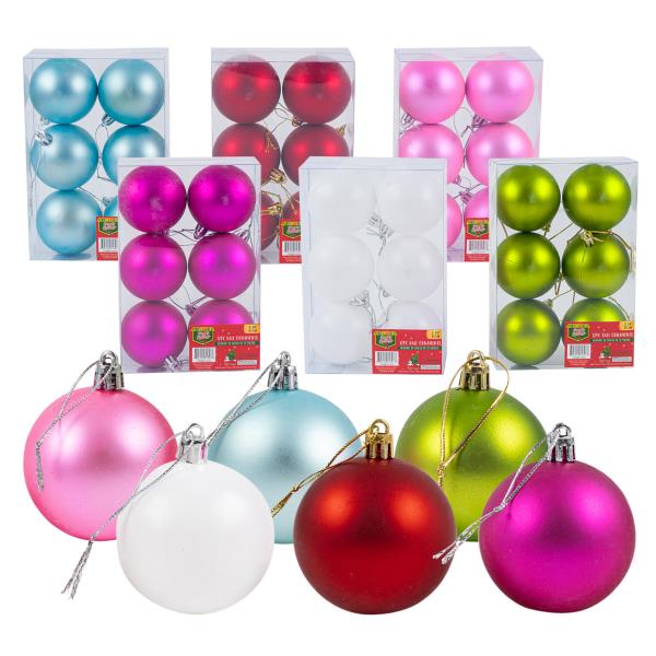 PARTY WORLD CHRISTMAS BALL ORNAMENT SET-6 PIECES - ASST