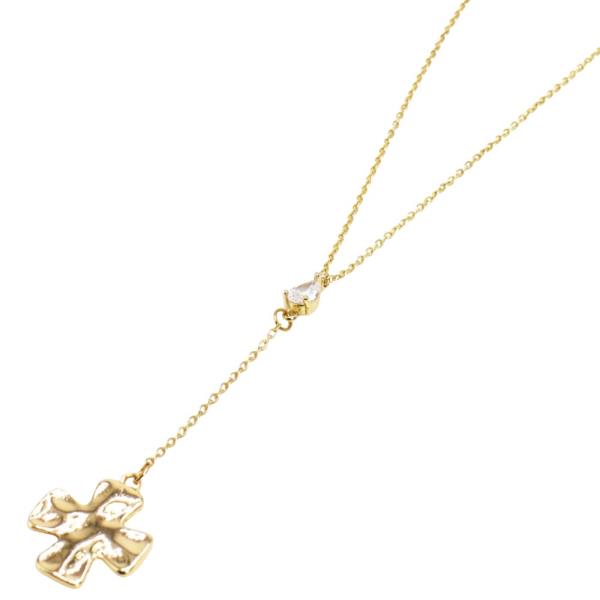 STONE CROSS PENDANT Y NECKLACE