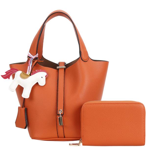 2IN1 TEXTURED MODERN TOTE BAG W WALLET SET