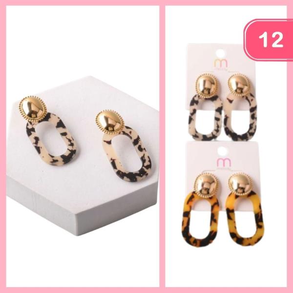TORT OVAL HUNG BUTTON EARRING (12 UNITS)