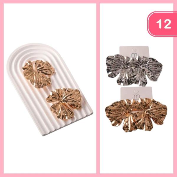 MOLTEN WAVY PEONY FLOWER EARRING (12 UNITS)