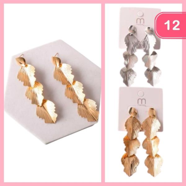 CASCADING GINKO LEAVES DROP EARRING (12 UNITS)