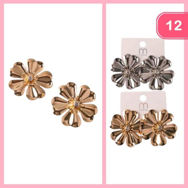 RHINESTONE METAL BLOSSOM EARRING (12 UNITS)