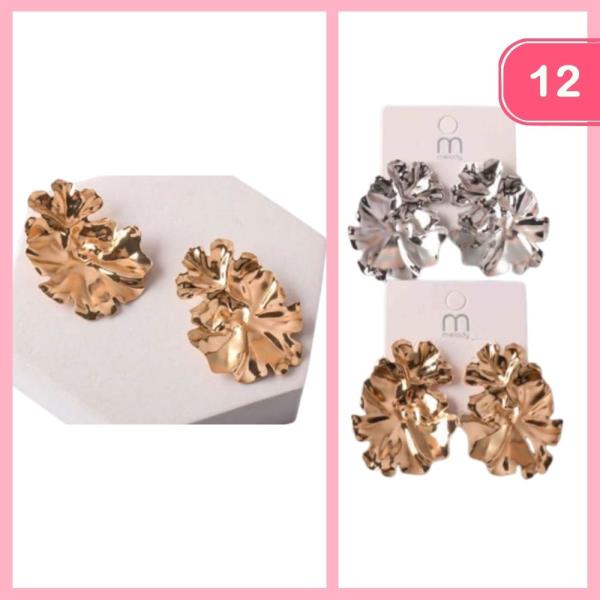 SCULPTED BLOOMING FLOWER EARRINGS (12 UNITS)