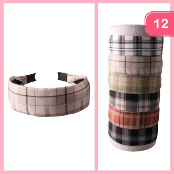 PLAID WIDE HEADBAND (12 UNITS)