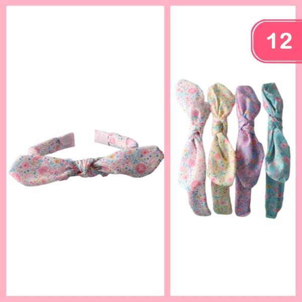 FLORAL KNOTTED BOW HEADBAND (12 UNITS)