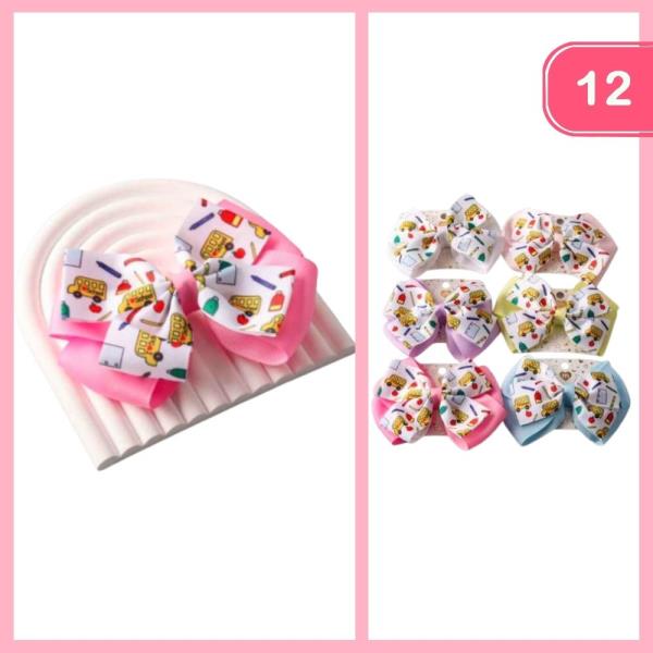 SCHOOL BUS LAYERED HAIR BOW (12 UNITS)