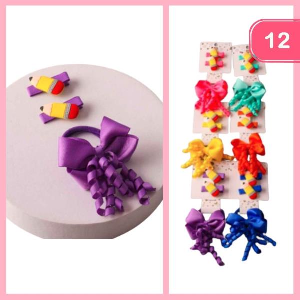PENCIL CURLY BOW TIES SET (12 UNITS)