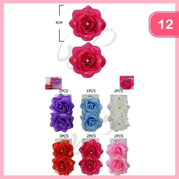 FLOWER HAIR TIE HAIR PIN (12 UNITS)