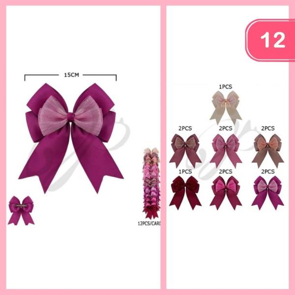 RIBBON W/ TULLE HAIR BOW (12 UNITS)
