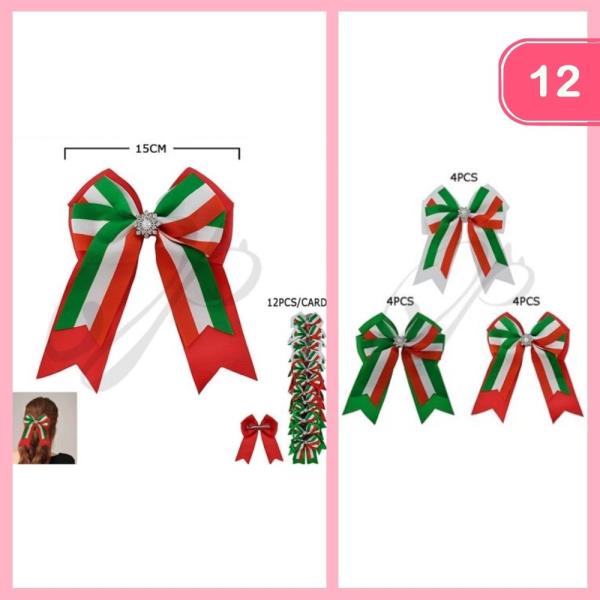PATRIOTIC RIBBON HAIR BOW (12 UNITS)