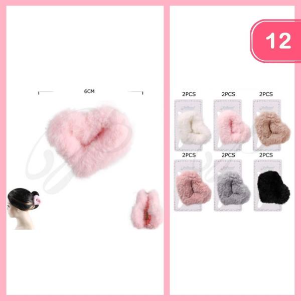 FURRY HEART HAIR CLAW CLIP (12 UNITS)
