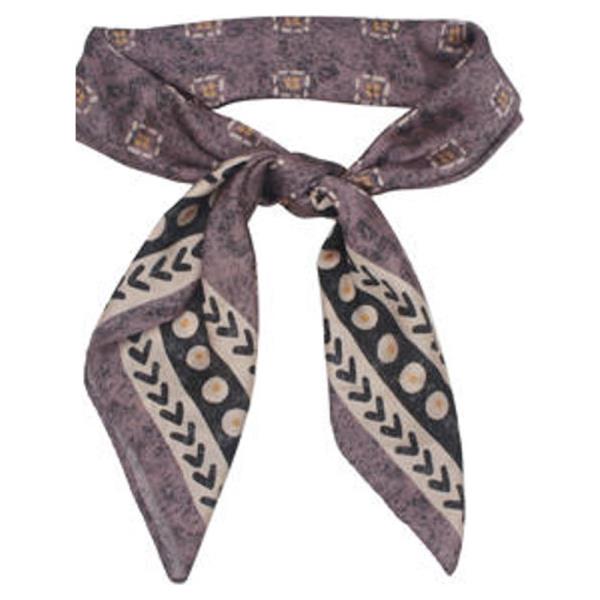 BOHO LEAF BORDER SILKY BANDANA SQUARE NECK SCARF